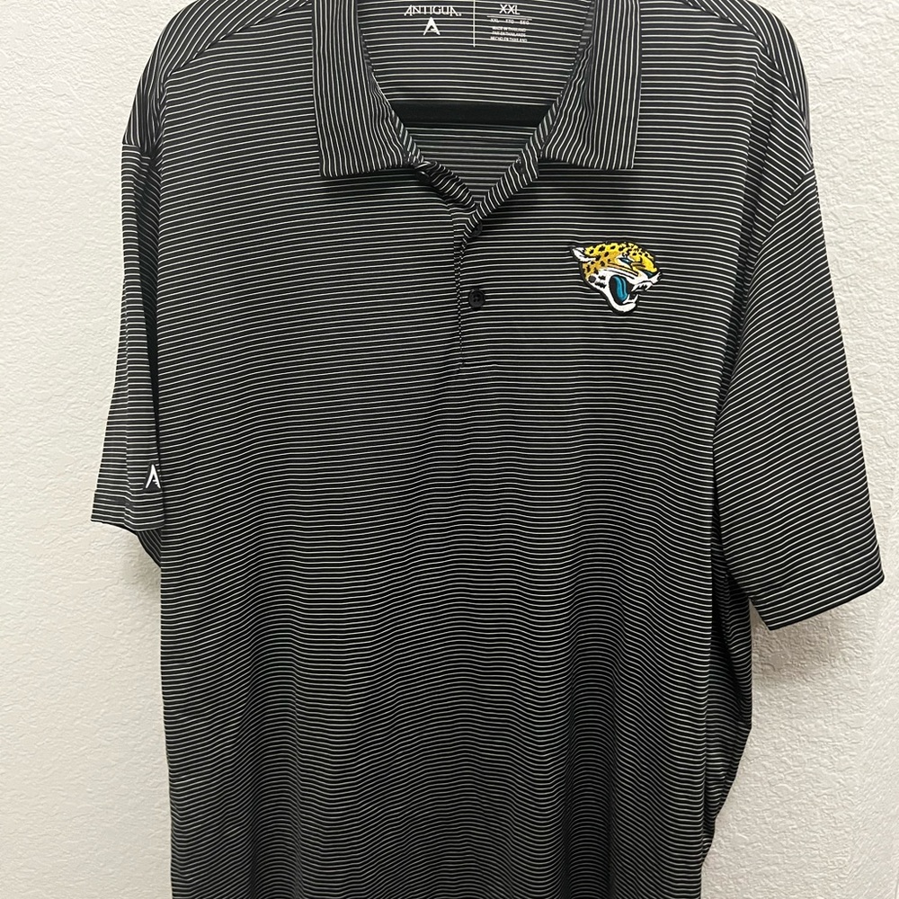 Men's Jacksonville Jaguars NFL Black Striped Polo Shirt XXL 2XL